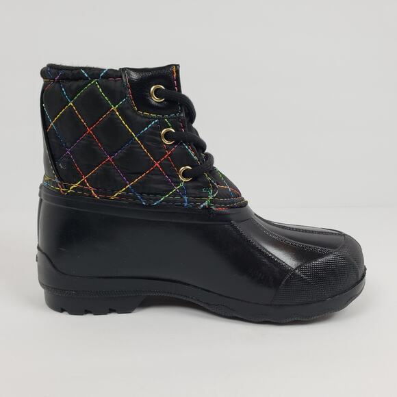 Sperry Port Rainbow Toddler Girls Size 12 Black Quilted Casual Duck Rain Boots - Picture 4 of 11